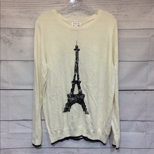 ELLE Flocked Sweater Eiffel Tower Size XL